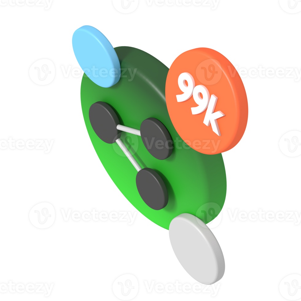 Social media follower sharing of isometric style png