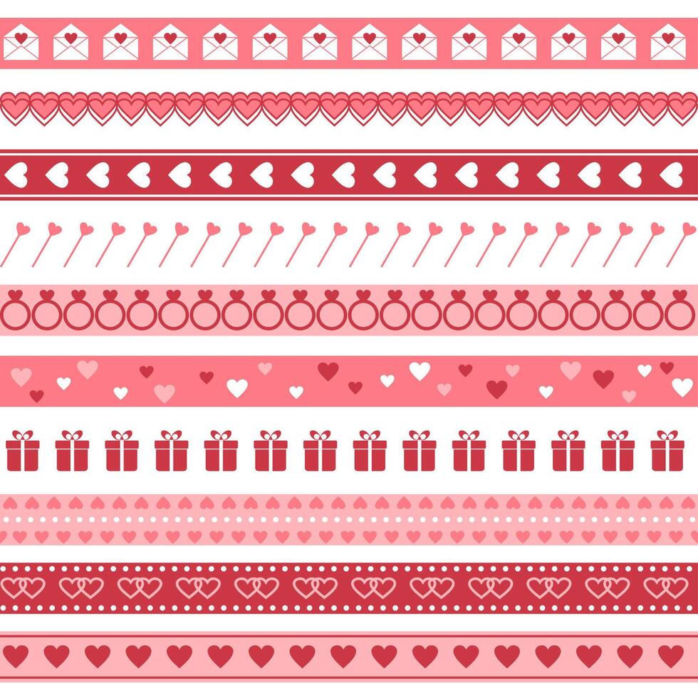 Seamless borders for Valentine's Day or wedding design vector