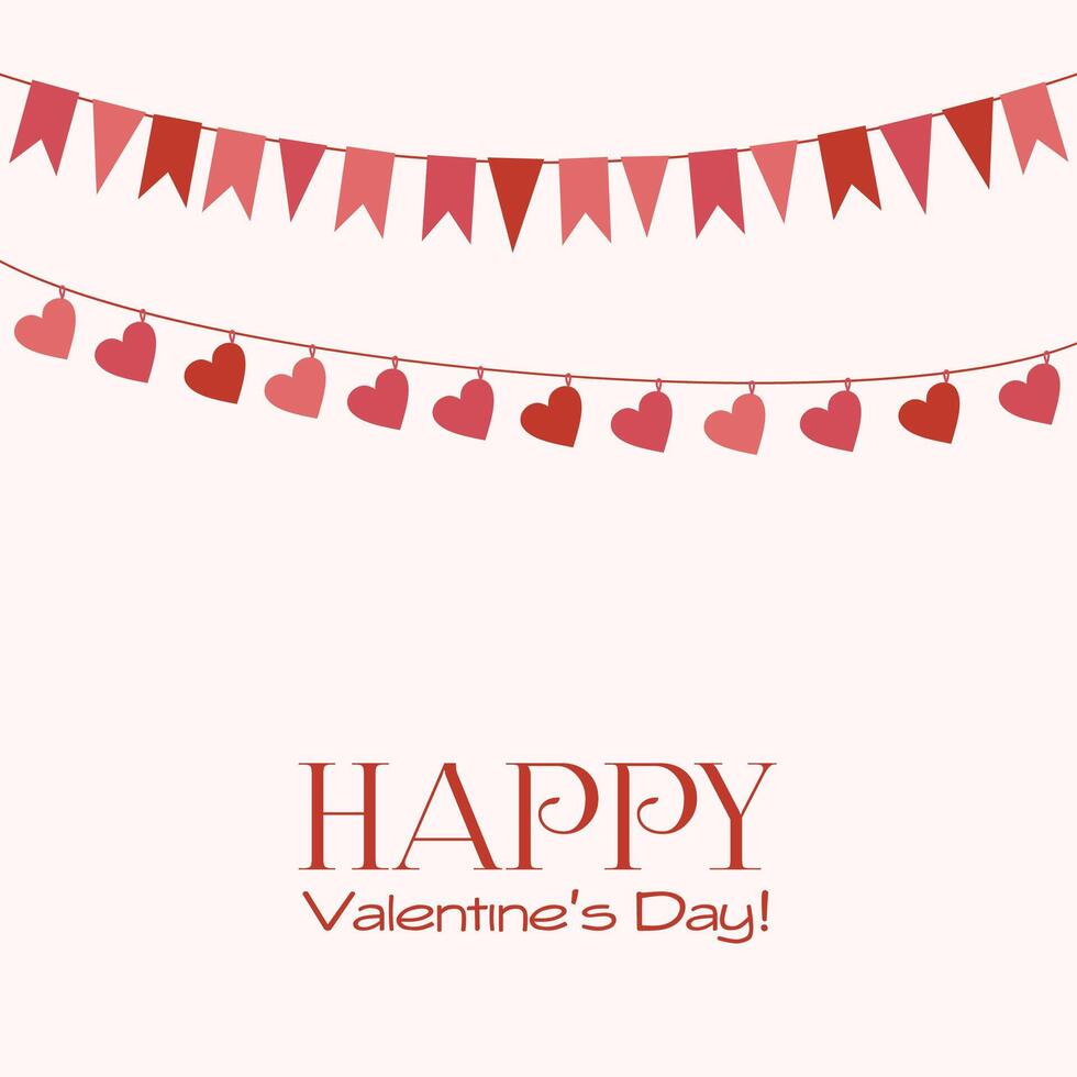 Valentine's Day greeting card with garlands vector