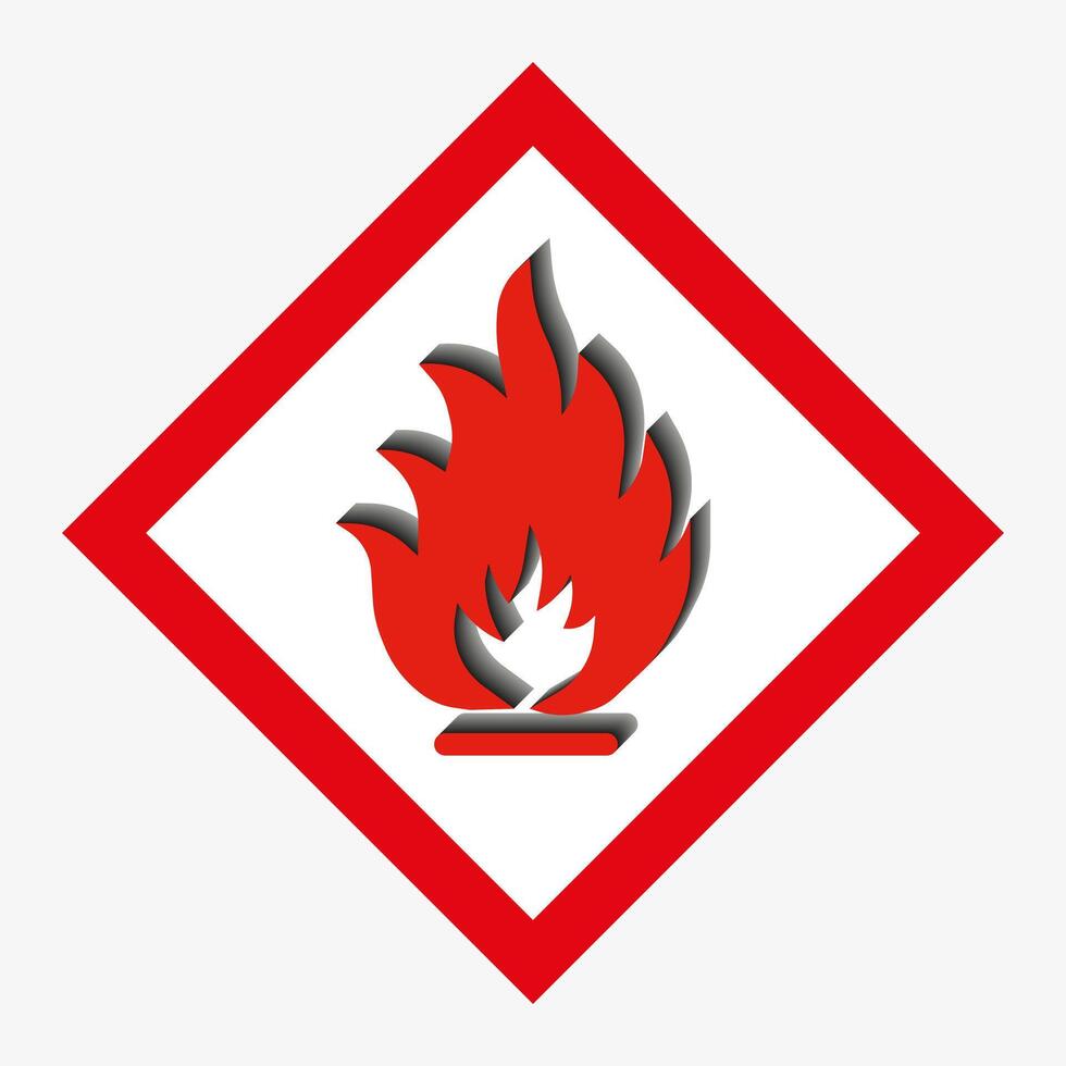 Flammable material. Physical hazard signs. Hazard sticker. vector