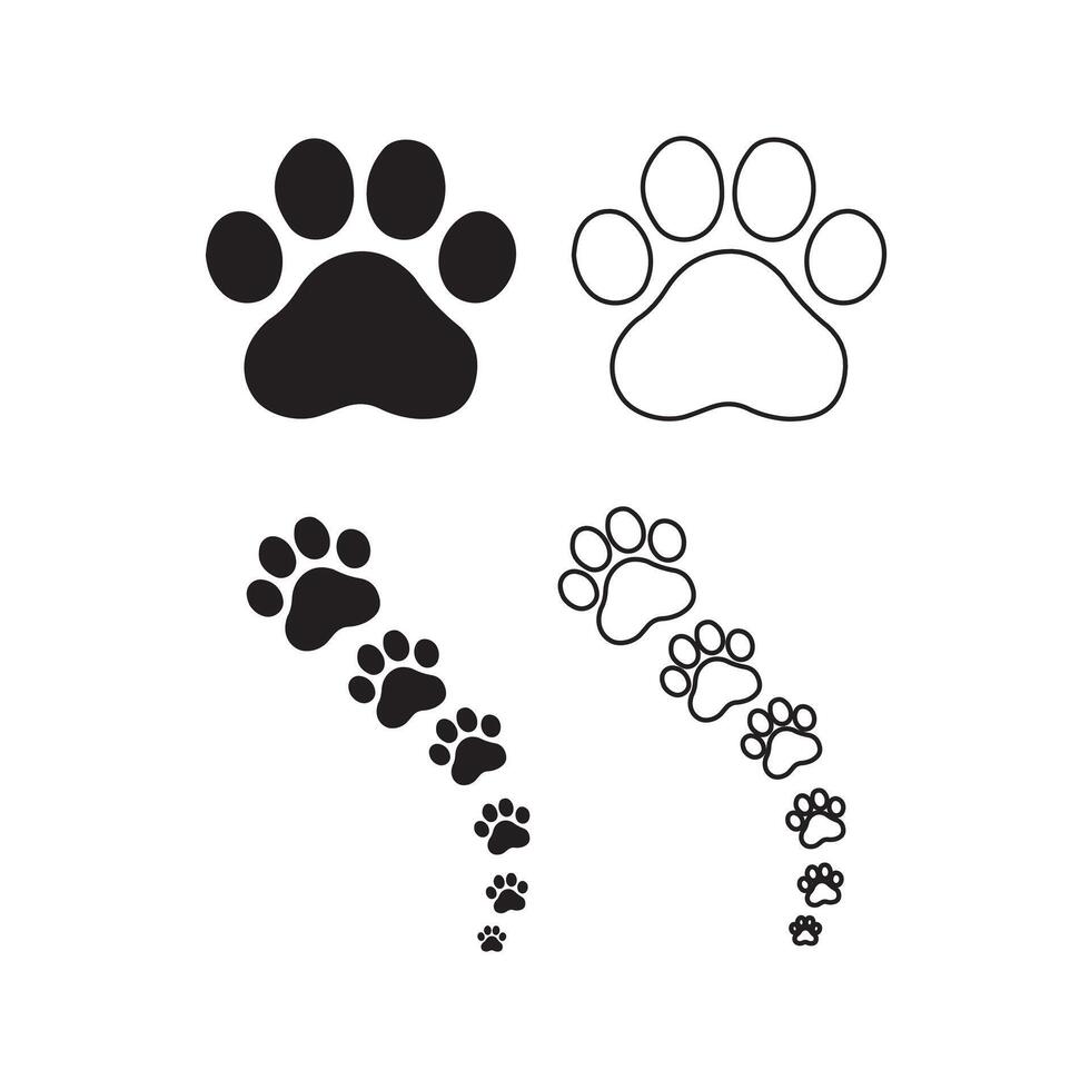 cat and dog paw prints vector