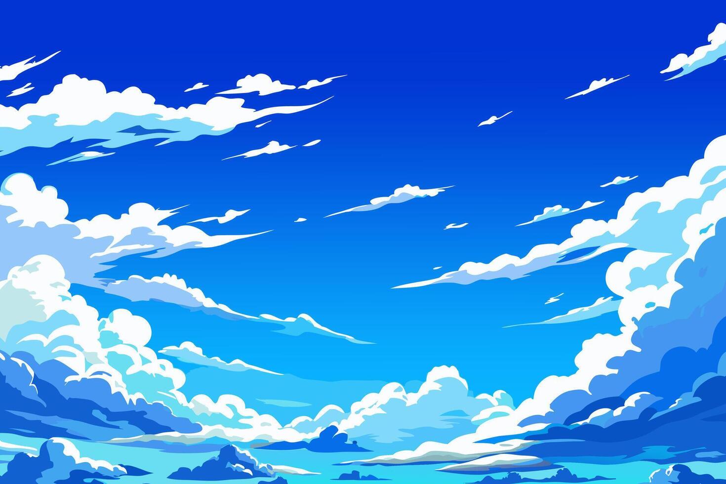An anime style illustration of clouds in the sky vector