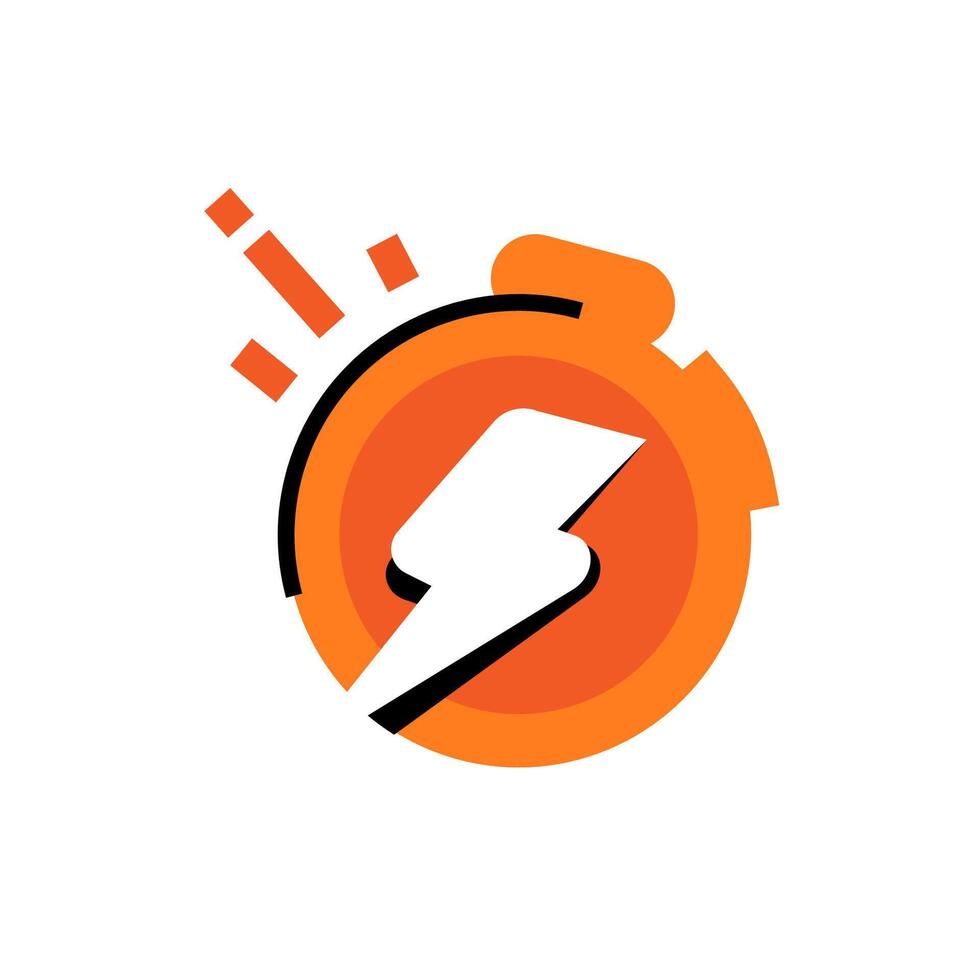 Flat icon illustration featuring a flash symbol and stopwatch, concept of a flash sale. Perfect for use in e commerce, promotional banners, marketing campaigns with vibrant colors and clean lines vector