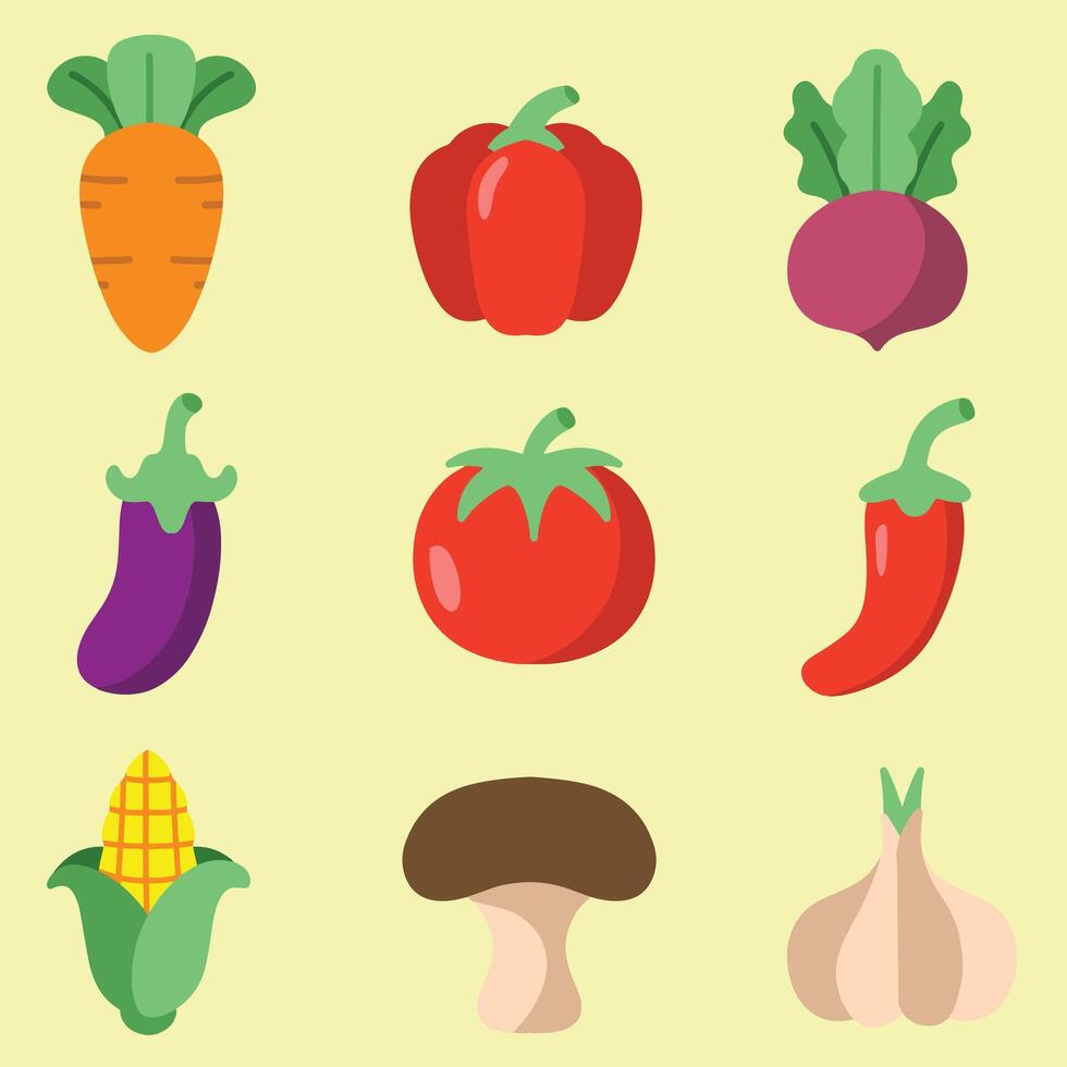 set of vegetables with flat style good for sticker, element design, icons, printable, etc vector