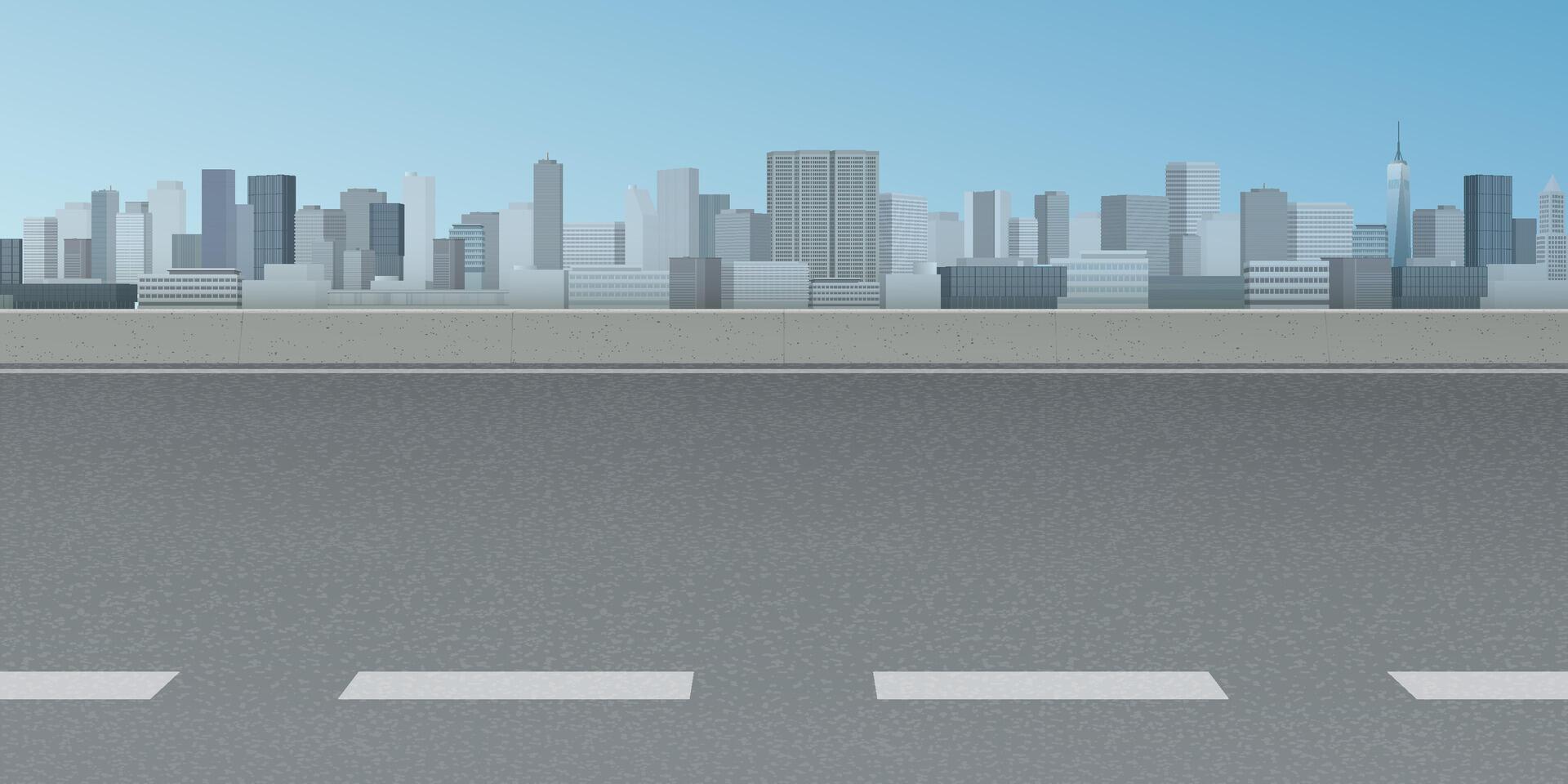 Cityscape view from the street have skyscrapers and blue sky background graphic illustration. vector