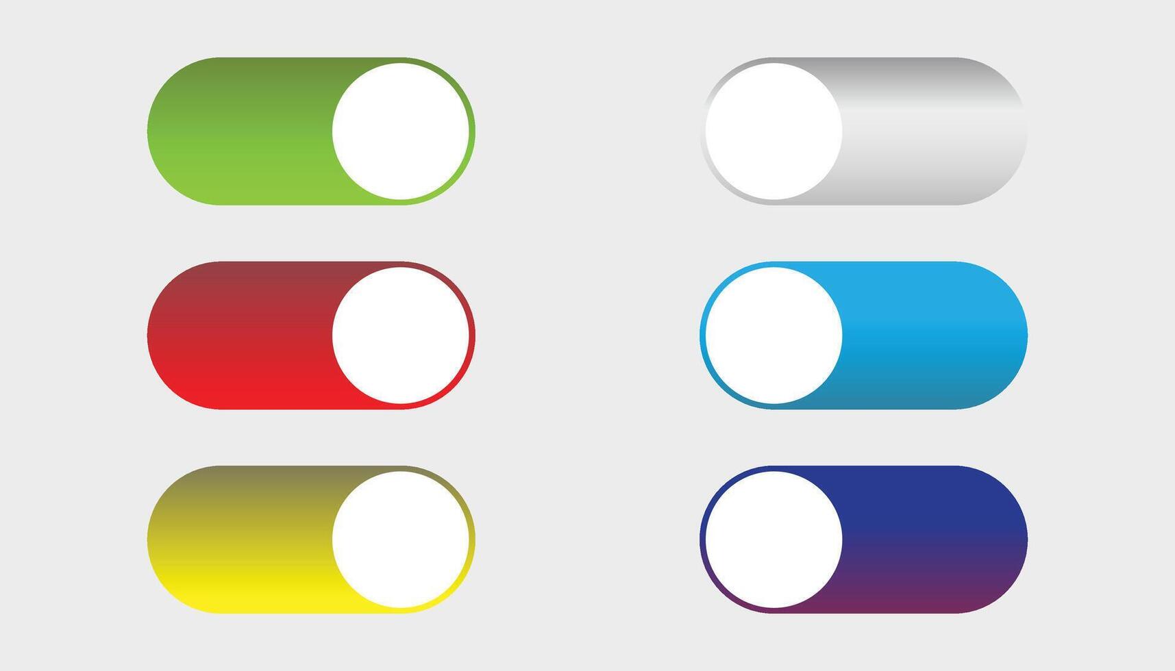 On and Off toggle switch buttons icon. On or Off switch buttons set. vector