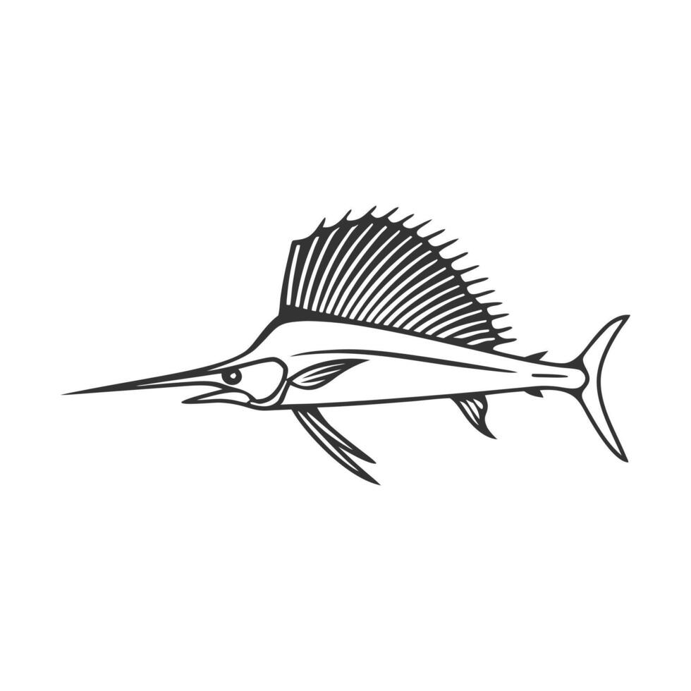 Atlantic Sailfish art and illustration vector