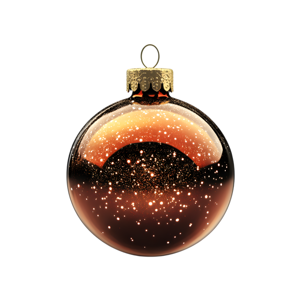 Sparkling Golden Christmas Ornament with Twilight Reflection png