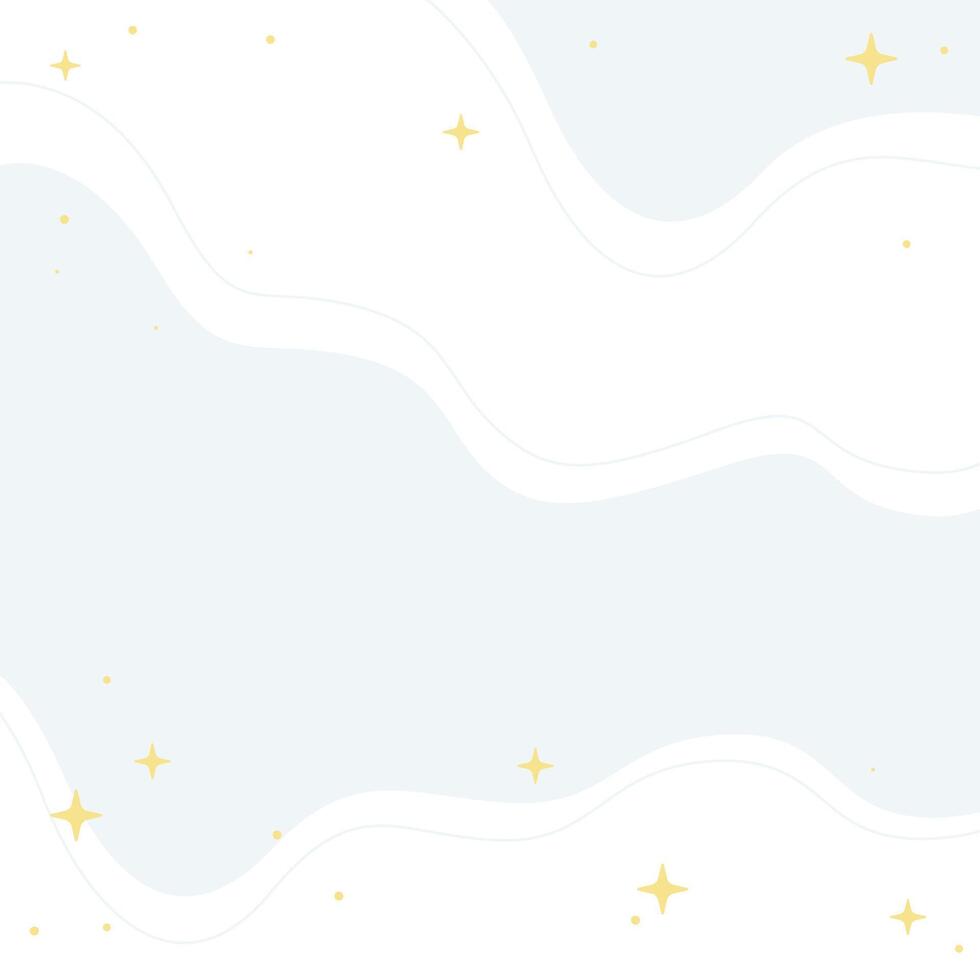 Abstract White Background With Wavy Lines and Sparkling Stars, Square Format Design Template vector