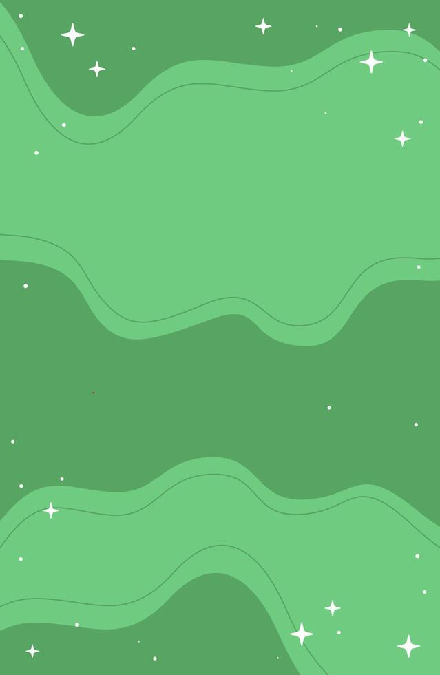 A soothing, abstract Green background featuring wavy lines and small sparkling stars. Perfect vertical template for winter holiday design projects and social media vector