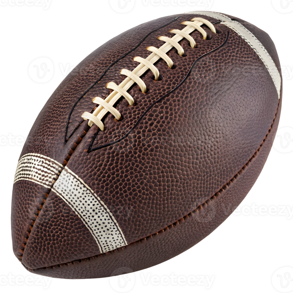 an American football, showcasing its textured leather and stitching png