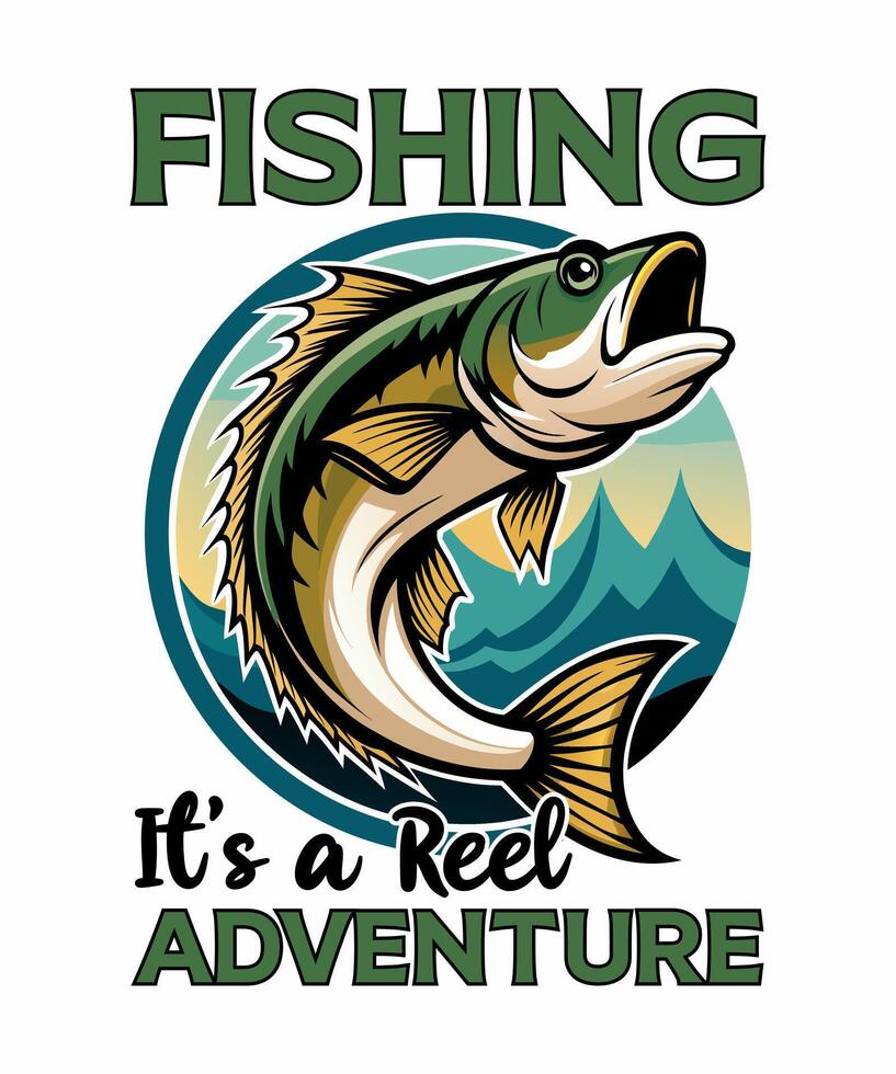 Fishing it's a reel adventure vector