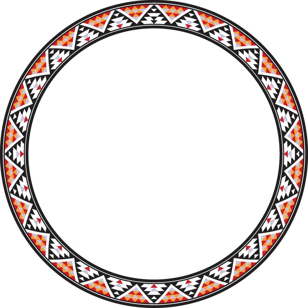 round colored border ornament. Native American tribes framework, circle. vector