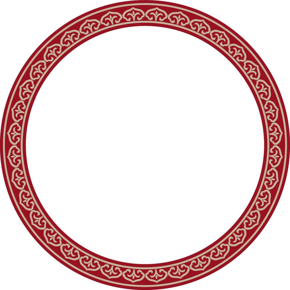 gold and red round Chinese ornament. Frame, border, circle, ring of Asian peoples of the East. vector