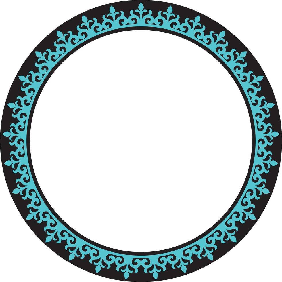 blue and black Kazakh national round pattern, frame. Ethnic ornament of the nomadic peoples of Asia, the Great Steppe, Kazakhs, Kirghiz, Kalmyks, Mongols, Buryats, Turkmens vector