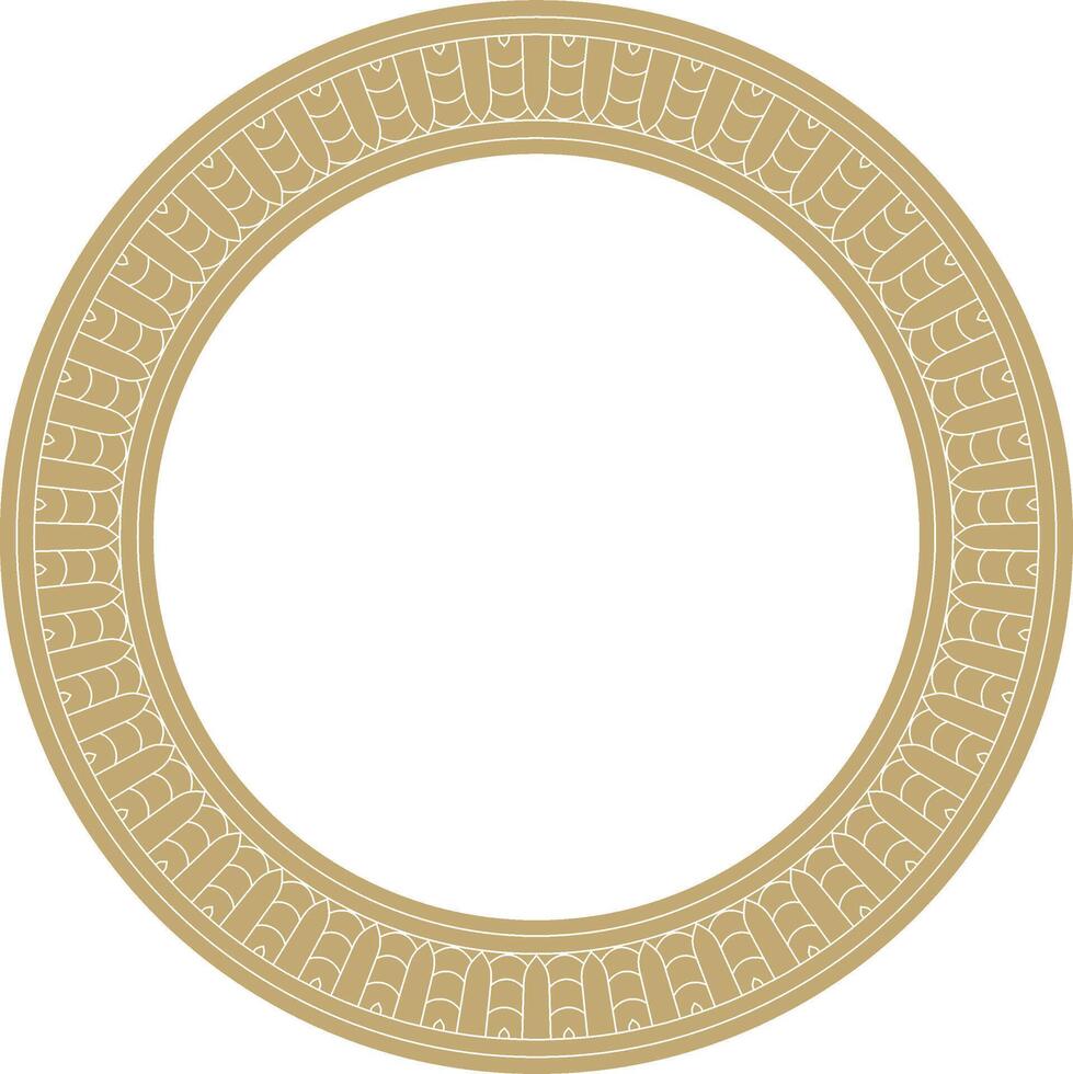 golden round Egyptian ornament. Circle, frame, ring of ancient Egypt.Pattern of lotus flowers and sun vector