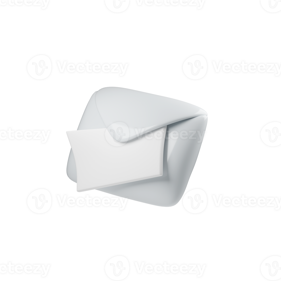3d Minimalistic illustration of sleek, white envelope with blank sheet of paper, perspective view isolated on clean . Clean lines create modern feel, ideal for communication and professional use png