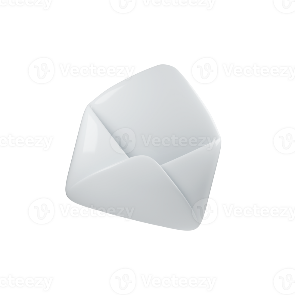 3d Minimalist modern illustration of sleek white envelope with glossy finish. Evokes simplicity and elegance, perfect for stationery, communication, or artistic concepts png