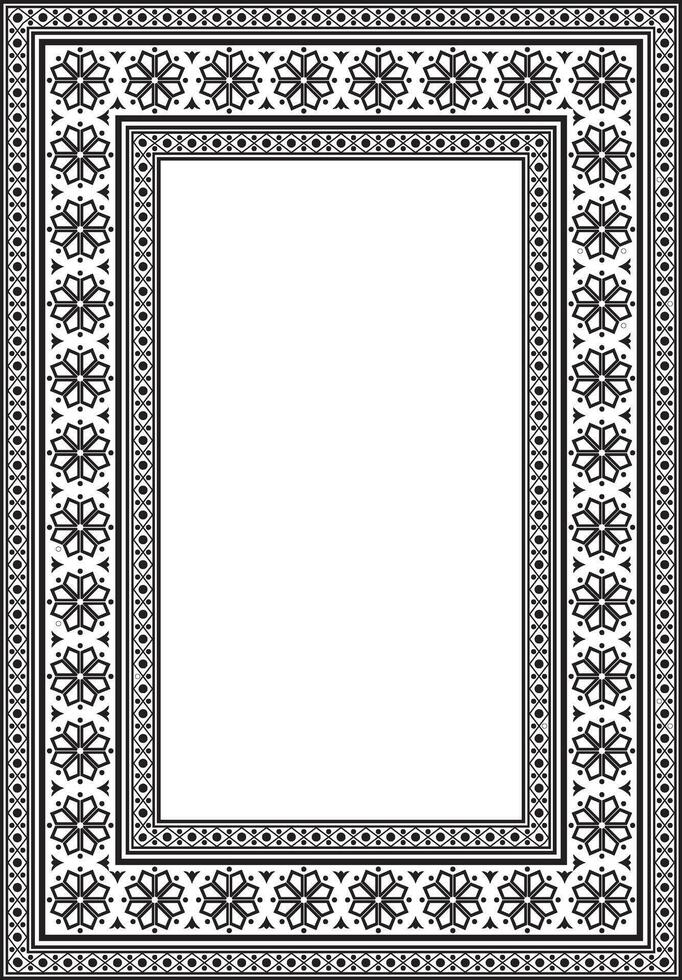 square black monochrome ancient Russian ornament. Slavic rectangle, border, frame. Painting of the royal chambers. vector