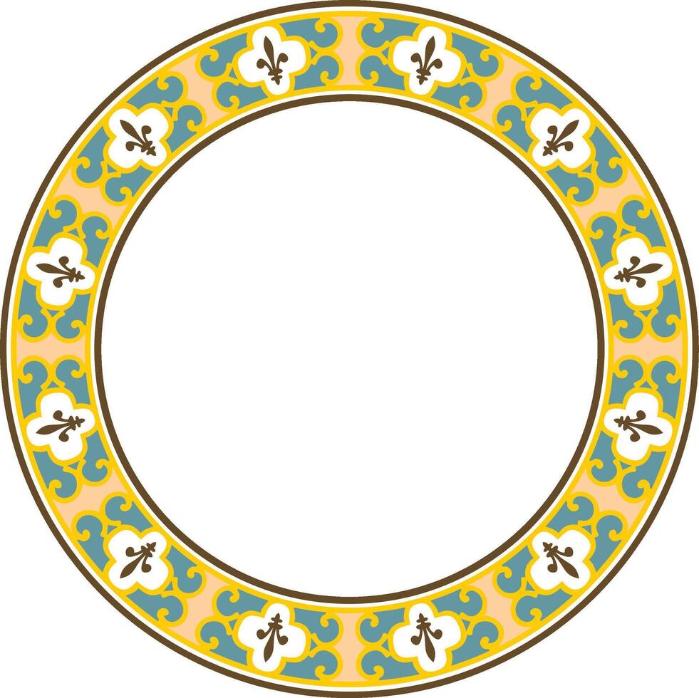 colored round classic renaissance ornament. Circle, ring, european border, revival style frame vector