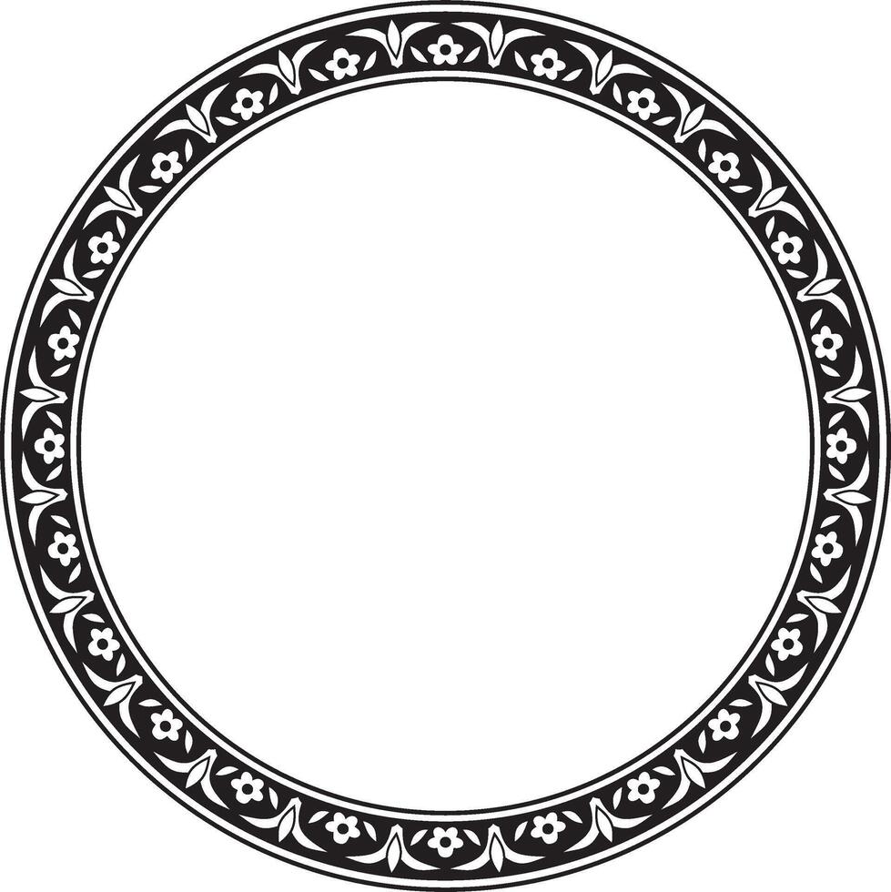 monochrome black round turkish ornament. Endless ottoman national border, frame vector
