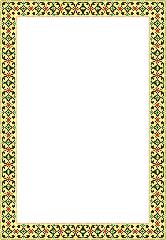 square colored ancient Russian ornament. Slavic rectangle, border, frame. Painting of the royal chambers. vector