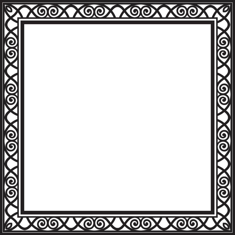 monochrome black square classic renaissance ornament. Endless european border, revival style frame. vector