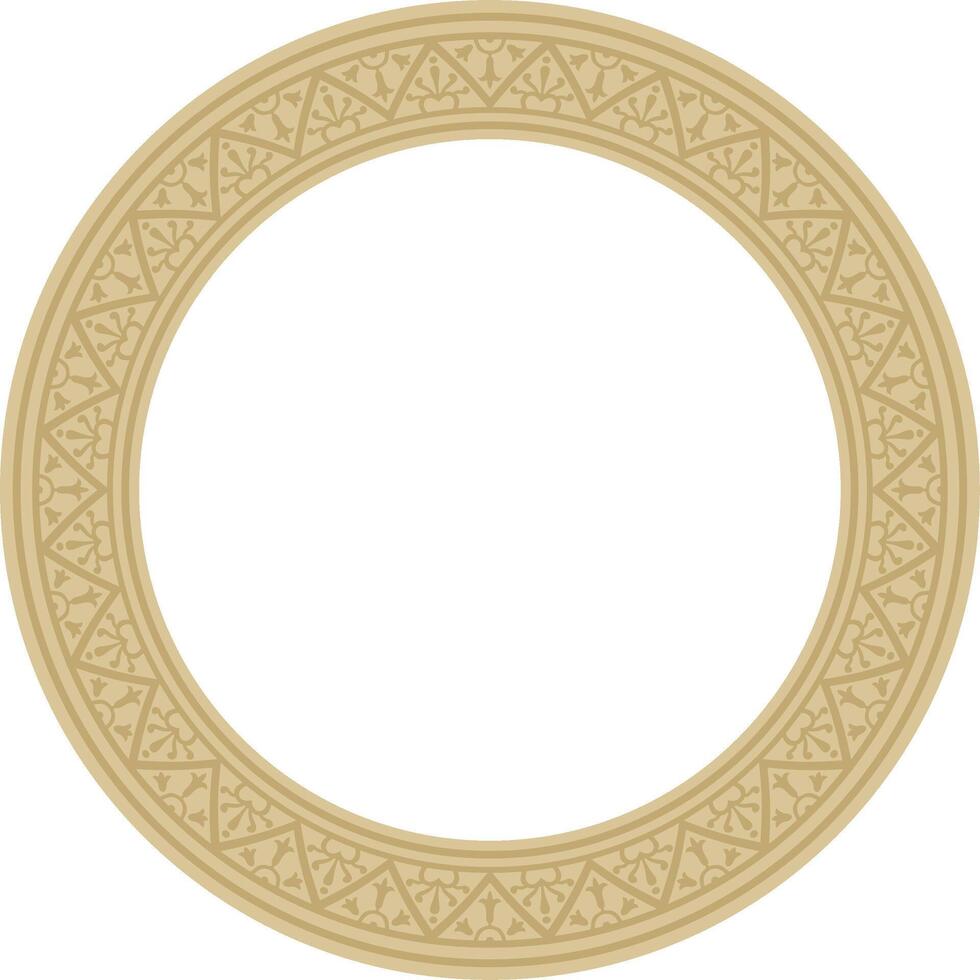 round gold border, frame, Pompeii ring. Circle Neopolitan ornament. Art of Ancient Rome. vector