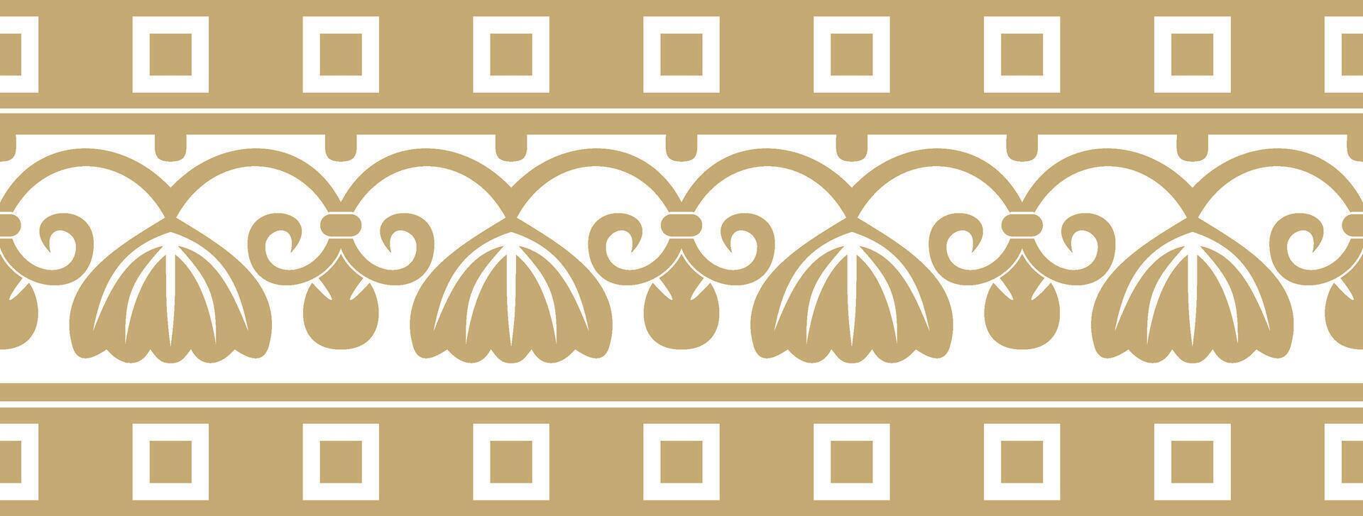 golden seamless ornament of ancient Greece. Classic Endless pattern frame border Roman Empire. vector