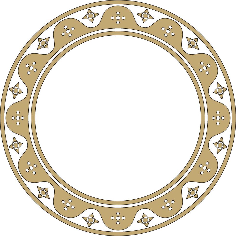 black and gold round gothic ornament. Medieval European circle, ring, border. Classic pattern of the Germans, Angles, Saxons, Franks. vector