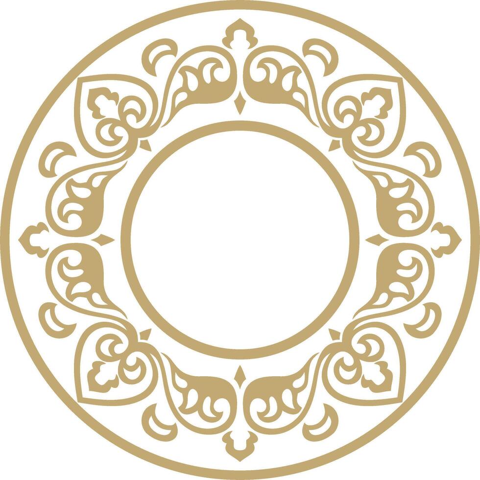 round gold ancient Russian ornament. Slavic border, frame. Circle, ring. Painting of the royal chambers. vector