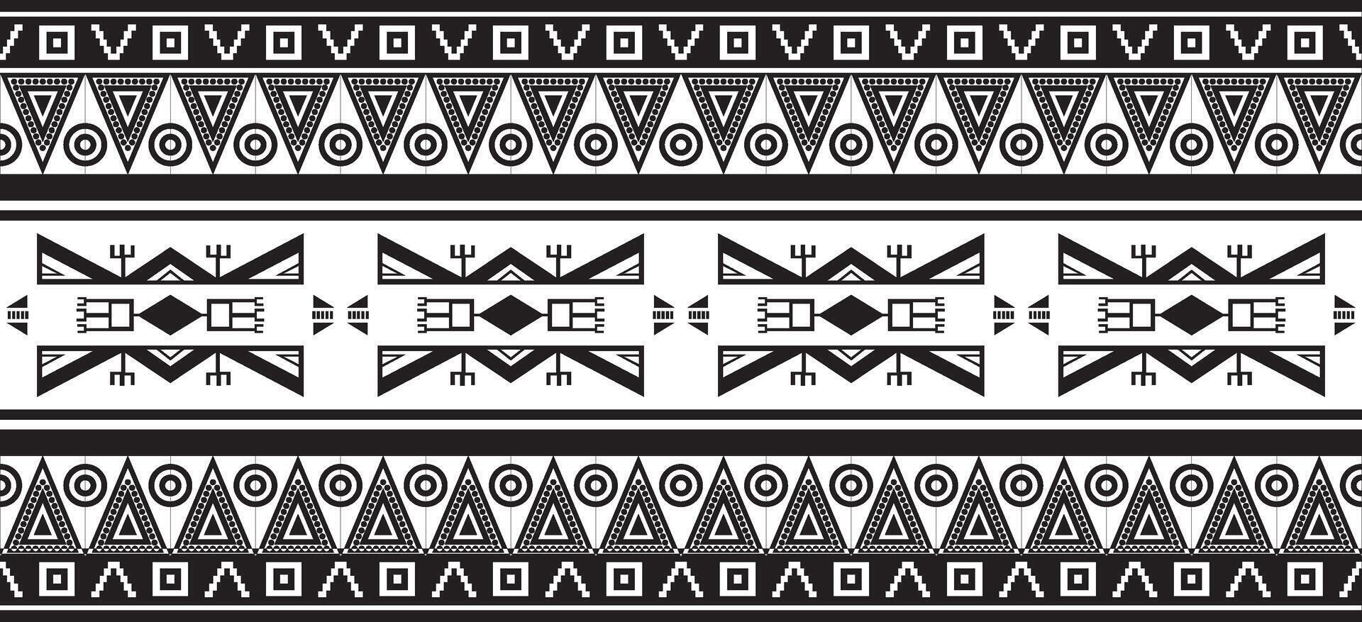 monochrome seamless ornament of Native Americans, Aztecs. Endless border of the tribes of South and Central America. vector