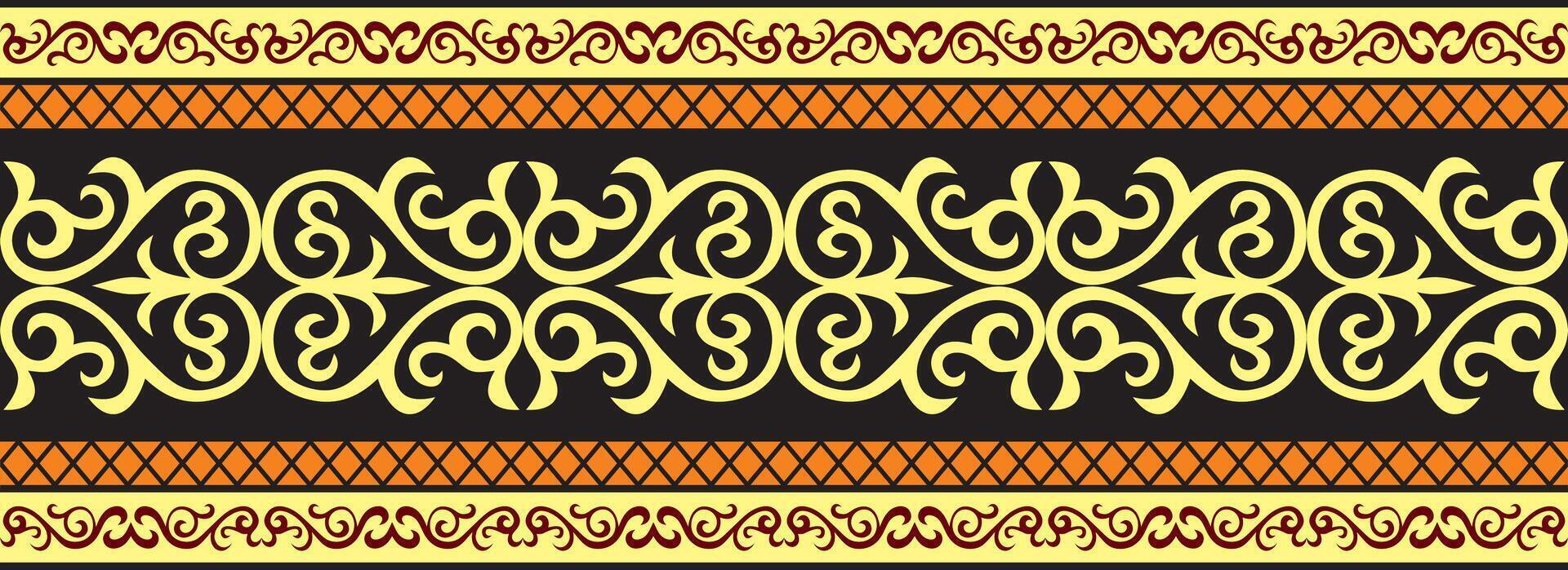 seamless colored Kazakh national ornament, border, frame. EndlessPattern of nomadic peoples of the great steppe, Kyrgyz, Mongol, Buryat, Kalmyk. vector