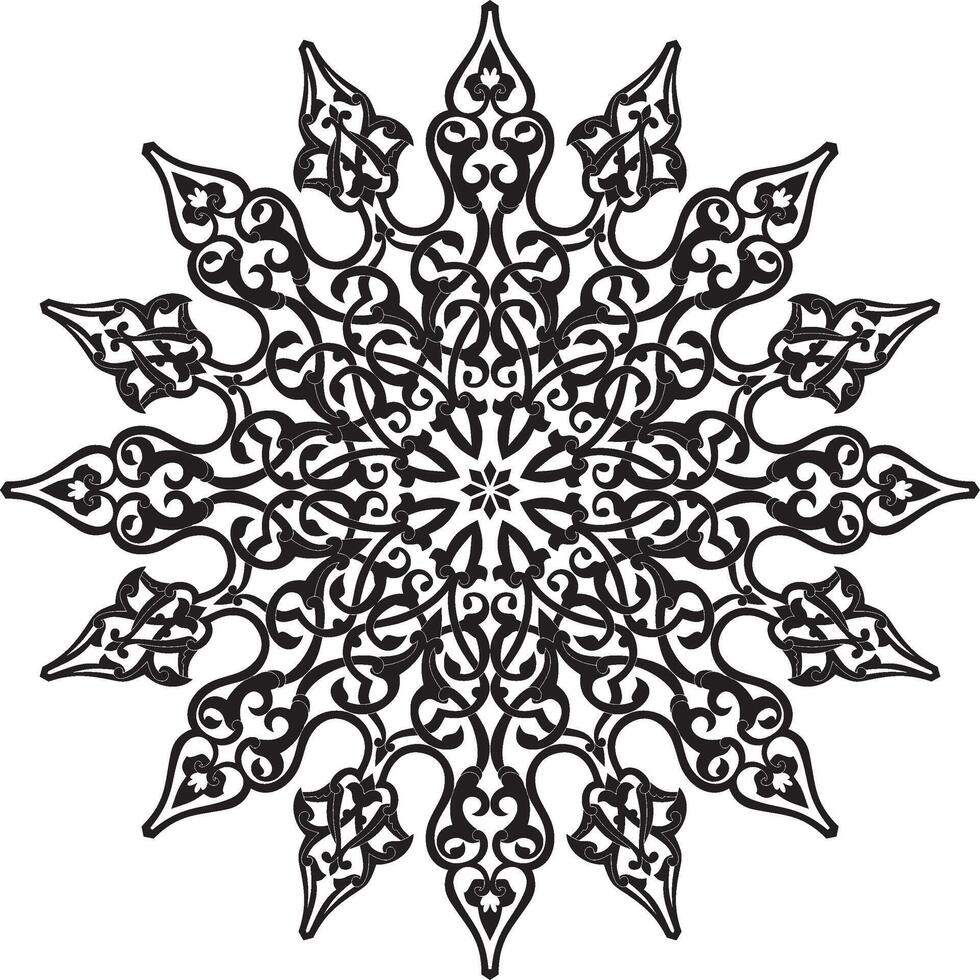 monochrome black round turkish ornament. Endless ottoman national circle. vector