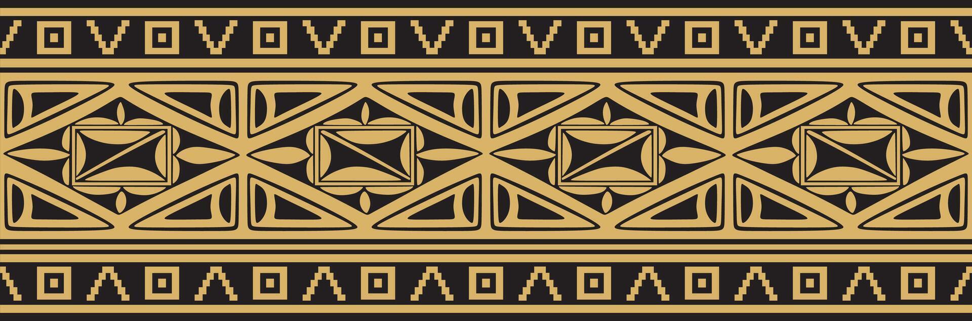 seamless golden border ornament. Native American tribes framework. vector