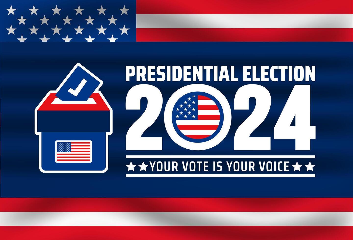 USA 2024 Presidential Election background with voting ballot box and paper. use to Election event banner, card, poster, background. USA Vote or Election 2024. Political election campaign banner. vector