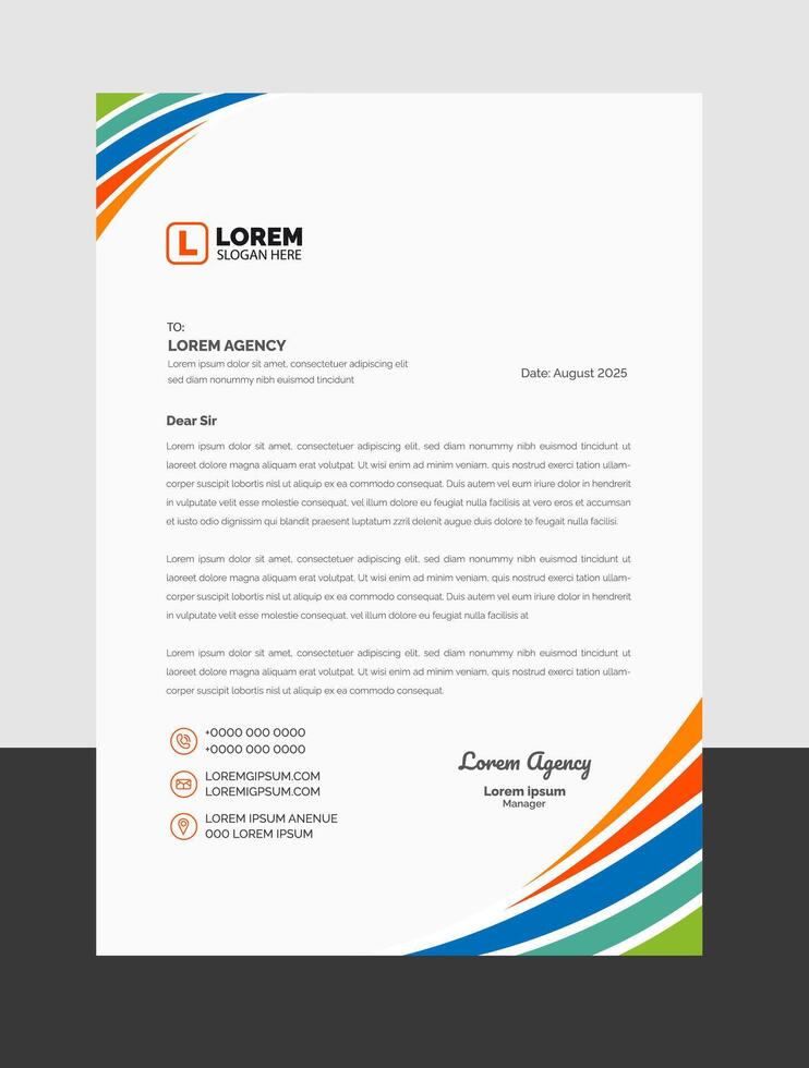 Corporate Modern Clean professional and creative company business letterhead design template. abstract corporate Business A4 letter head design template. vector