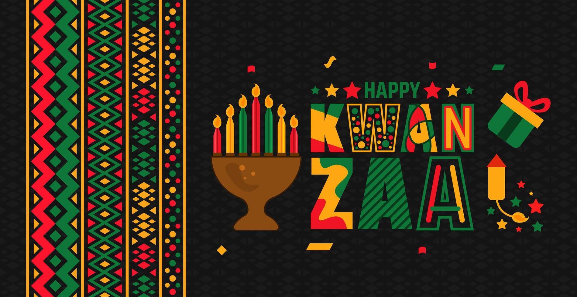 Happy Kwanzaa celebration ornaments background, poster or banner vector
