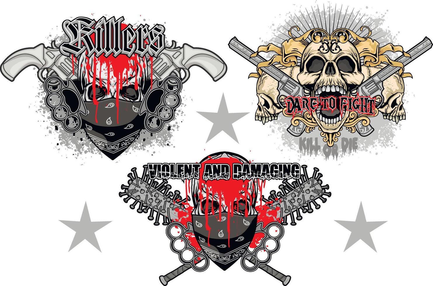 emblem with skull guns vector