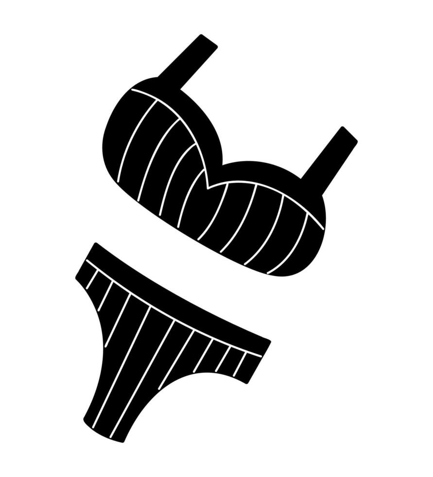 Two-piece swimsuit in black and white colors. Clip art for your projects. vector