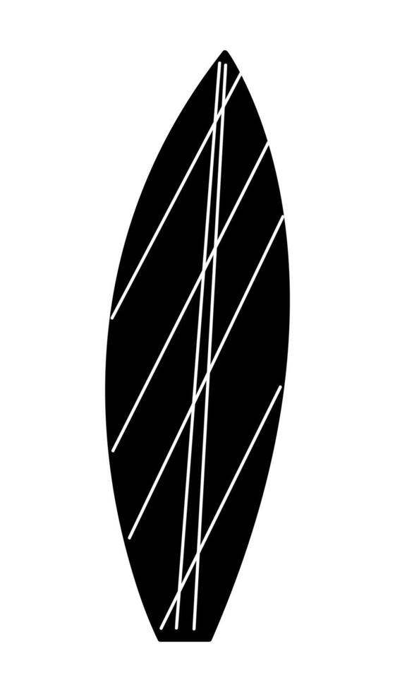One surfboard black and white colors. Doodle clip art for your projects. vector