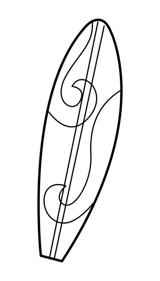 Surfboard in black outline. Doodle clip art for your projects. vector