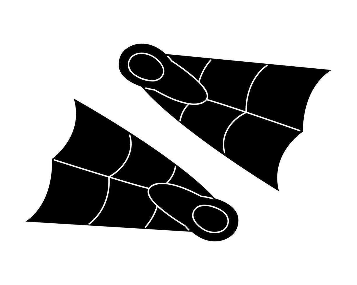 One swimming flippers in black and white colors. Clip art for your projects. vector