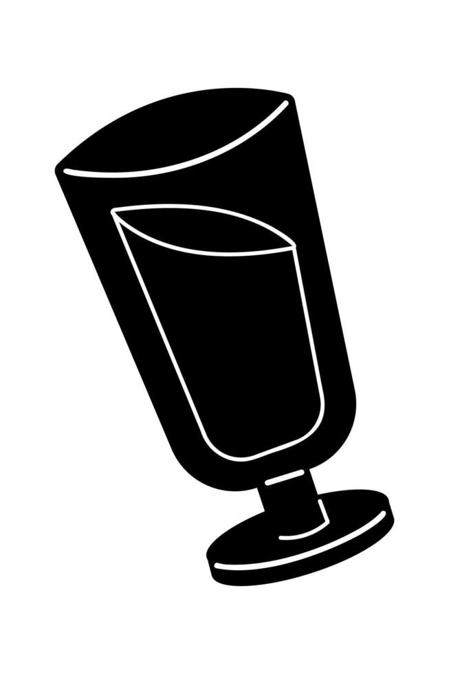 Glass of drink in black and white colors. Clip art for your projects. vector