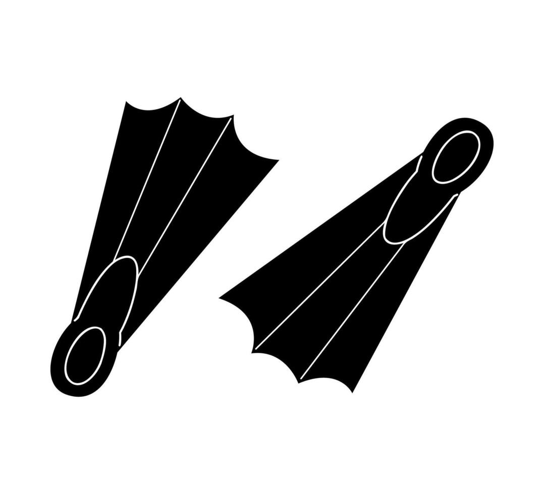 Doodle swimming flippers in black and white. Clip art for your projects. vector