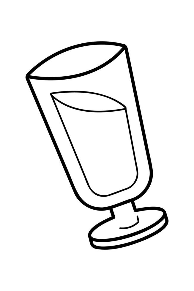 Glass of drink in black outline. Clip art for your projects. vector
