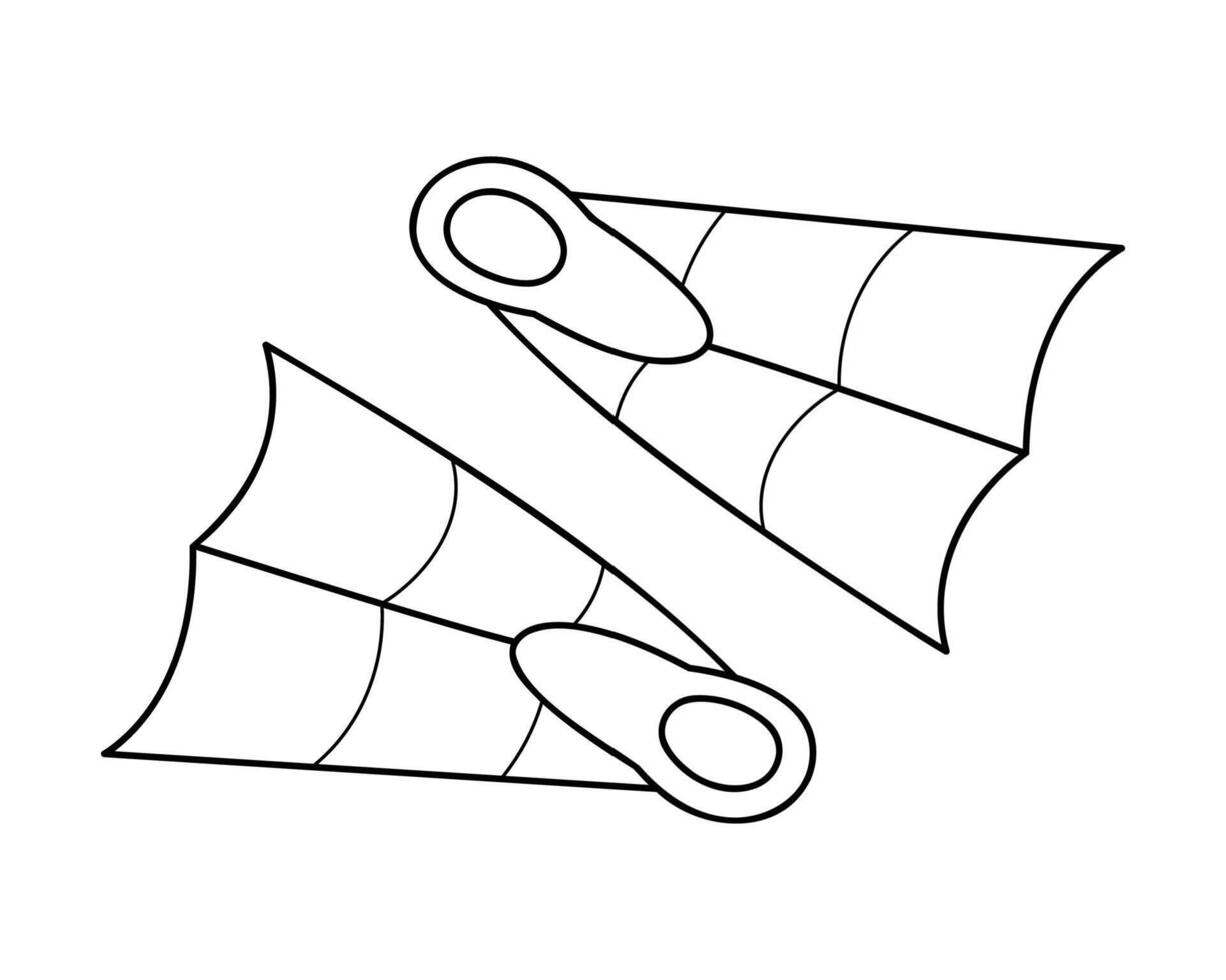 One pair of swimming flippers in black outline. Clip art for your projects. vector