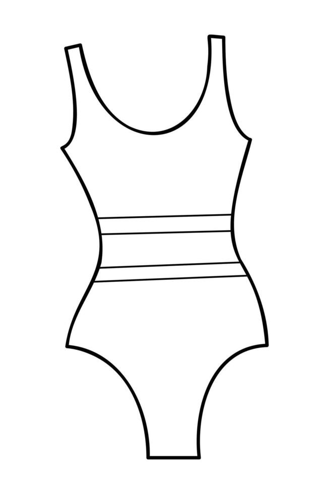 One-piece swimsuit in black outline. Clip art for your projects. vector