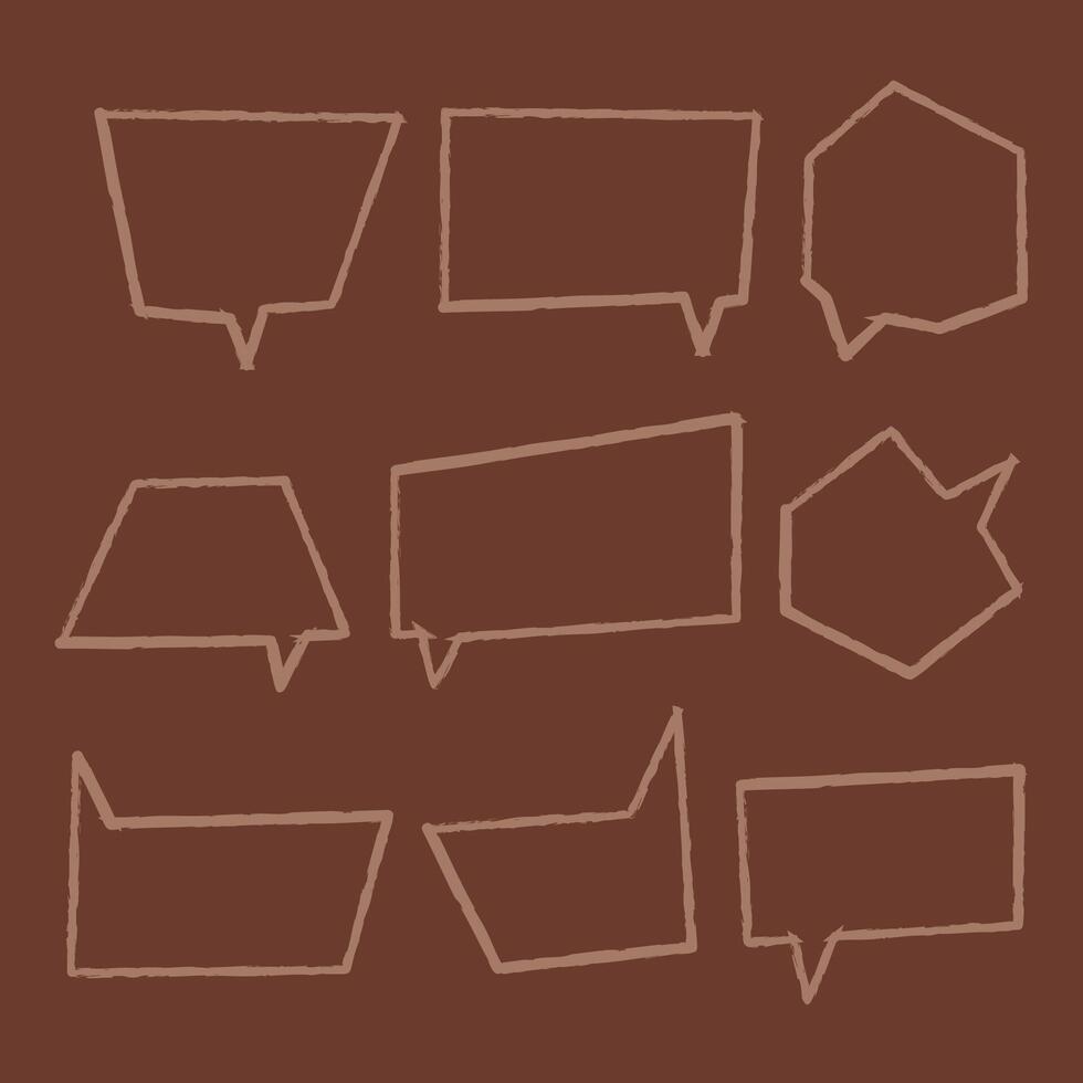 A set of rectangular dialog bubbles color. Doodle clip art illustration. vector