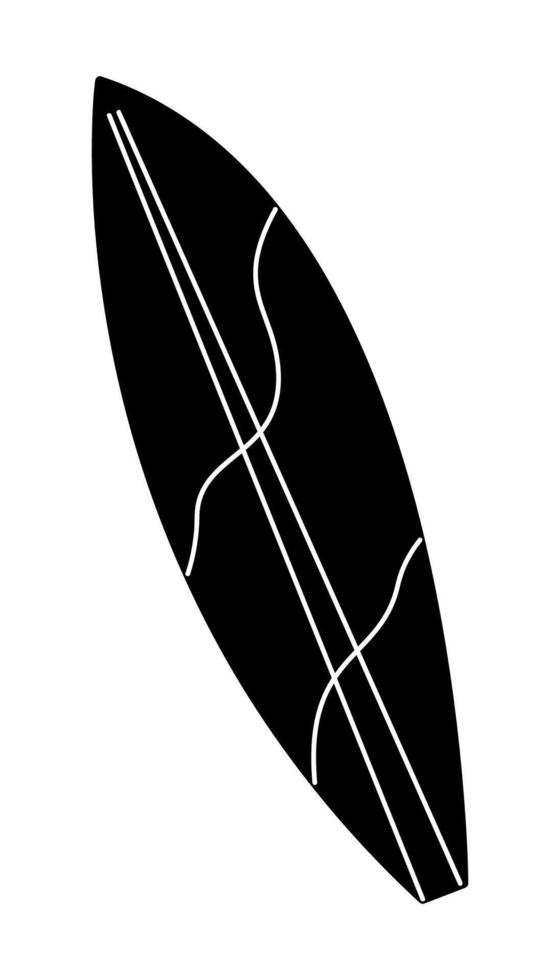 Doodle hand drawn surfboard in black and white colors. Clip art for your projects. vector